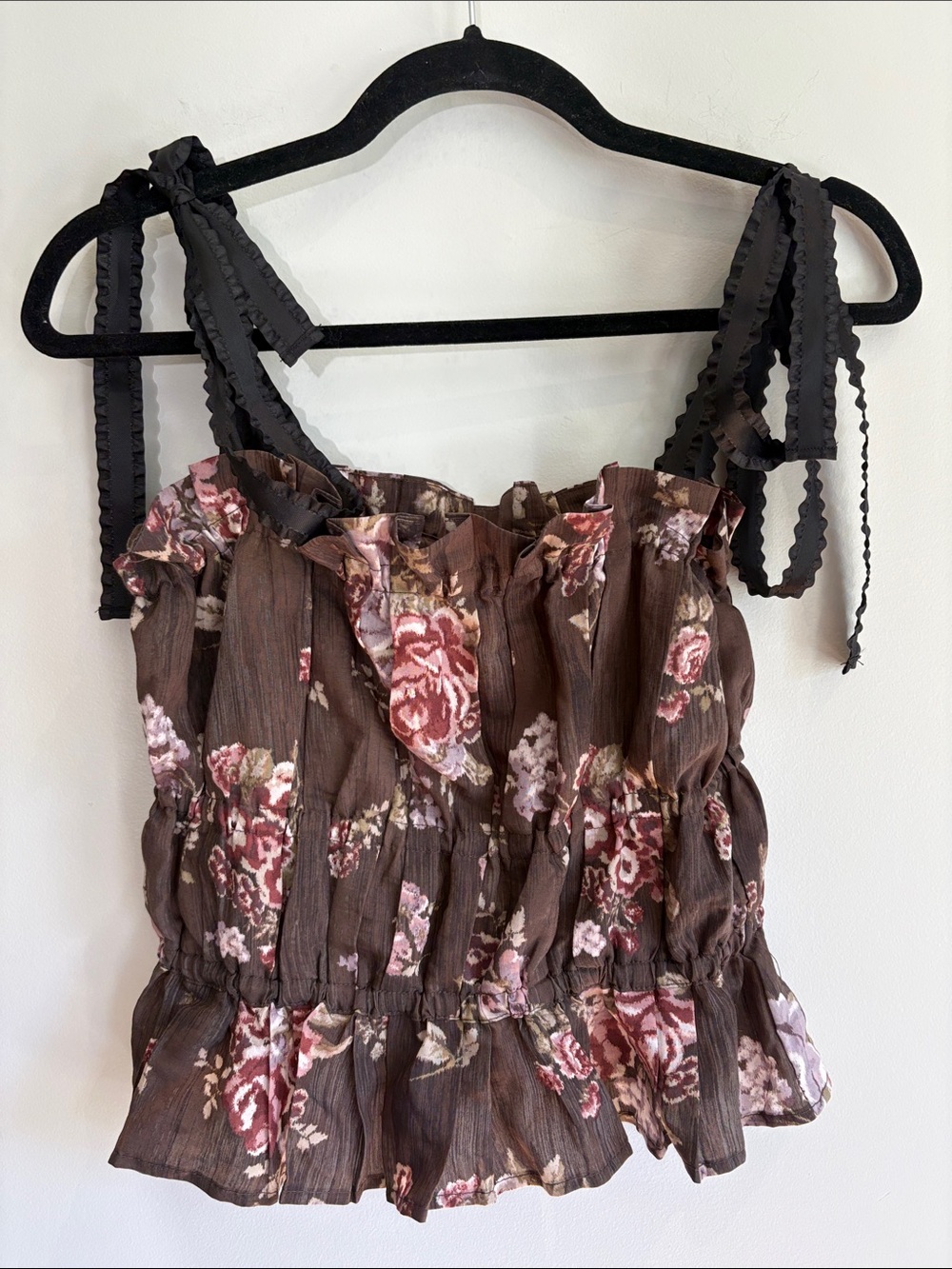 Brock Collection x H&M Floral Ruffle Tie Strap Top Size M